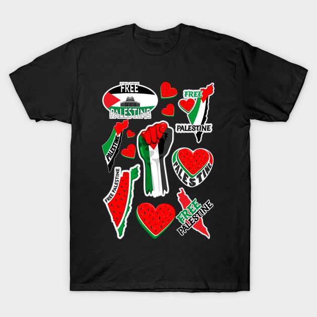 Palestine Symbols Pattern T-Shirt by BluedarkArt